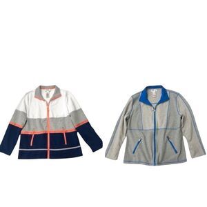 D & D Lifestyle Set/2 Athletic Jacket Full Zip Pockets Gray & Blue/White Sz M